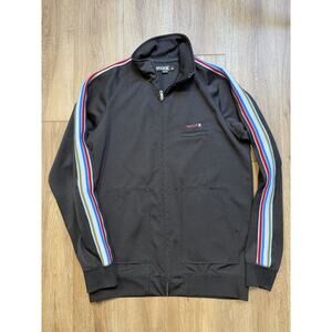 Mens Black Hurley W/retro Stripes Size Medium Zip Up Track Jacket